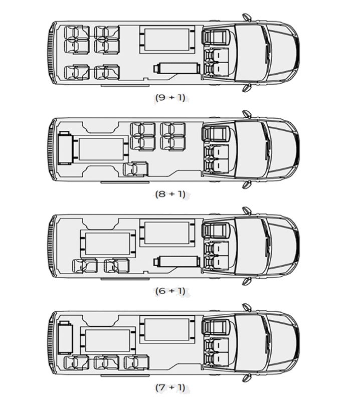 Варианты компоновки салона социальных авто